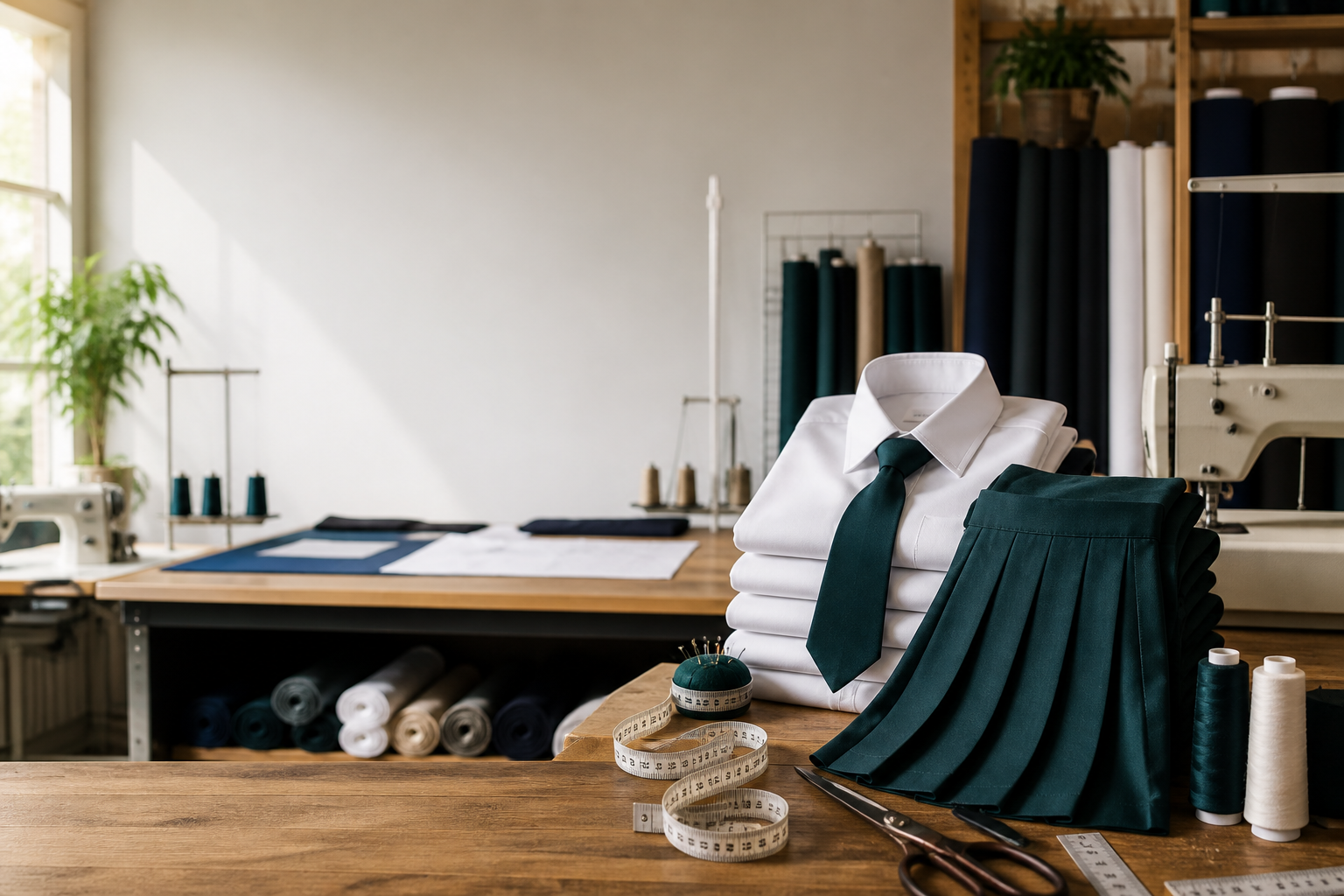 Uniforms, fabric, and tailoring tools at Dheebu Fehun